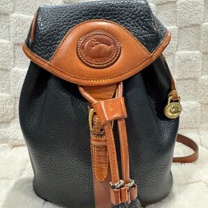 Dooney and Bourke Black and Brown Leather Backpack